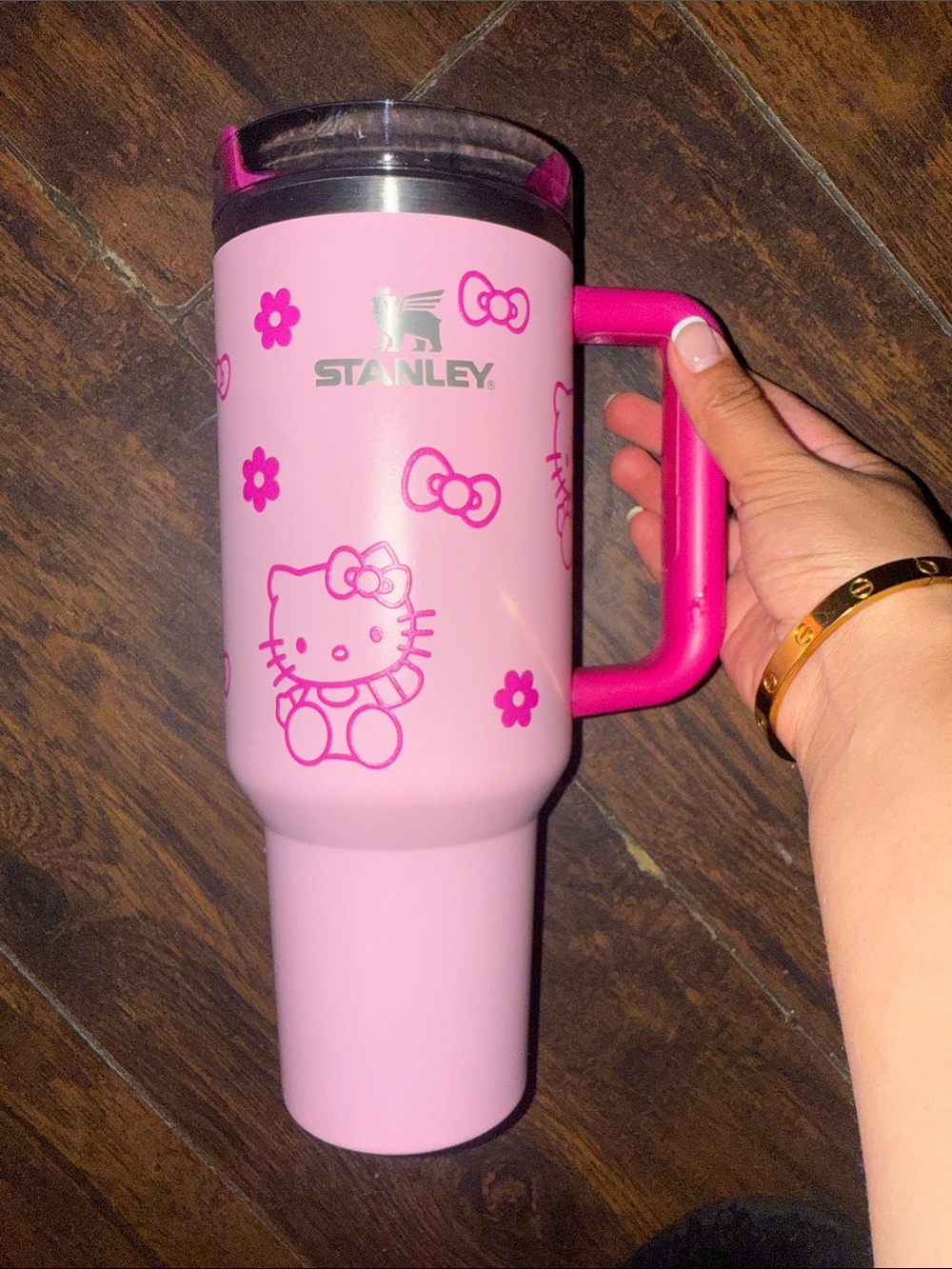 Stanley Pink Hello Kitty Travel Tumbler with Hot Pink Handle